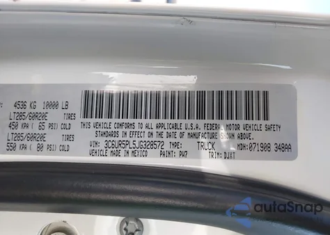 2018 Ram 2500 Longhorn 4X4 6'4 Box z USA, uszkodzony, nr VIN 3C6UR5PL5JG328572